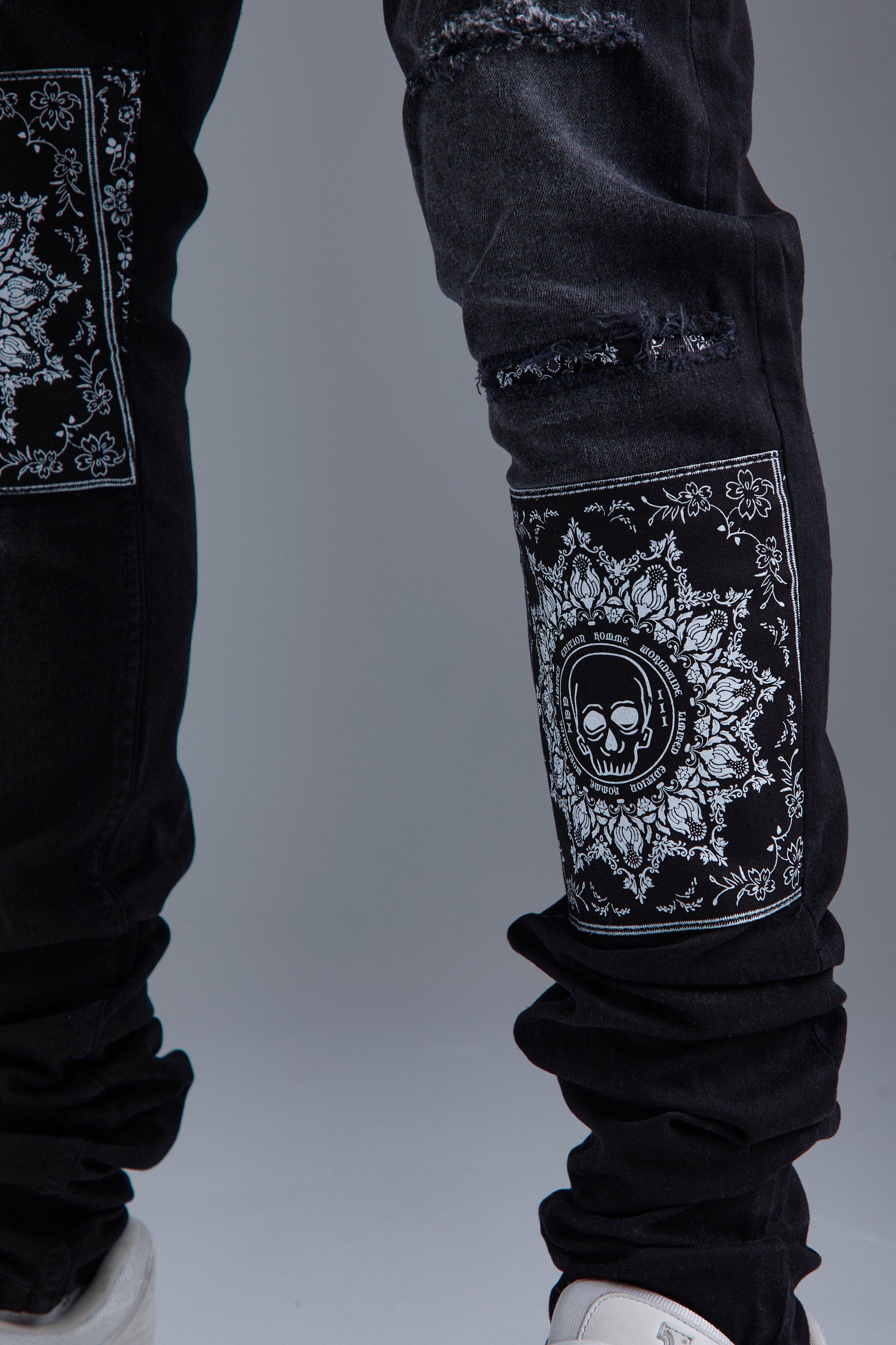 Mens bandana hot sale patch jeans